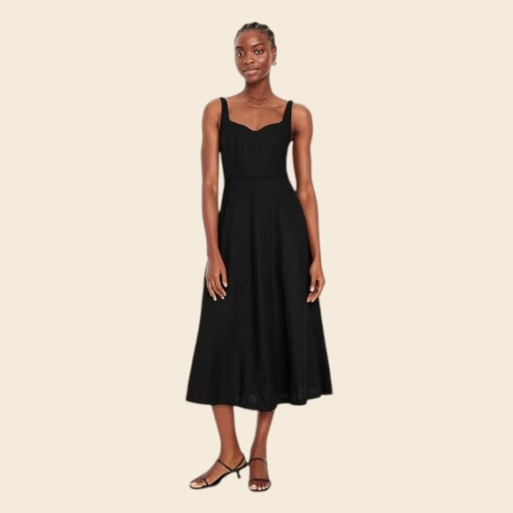 Black Linen Midi Dress, Small, NWT - Picture 4 of 4